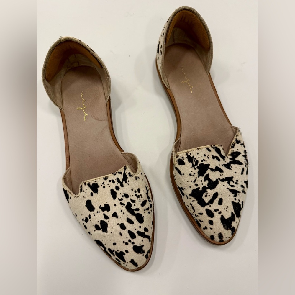 Women's Black and White “Calf-Hair” Cow Print D'Orsay Flats